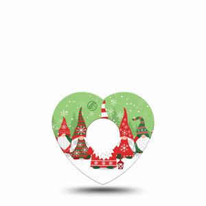 ExpressionMed Holiday Gnomies Freestyle Libre 3 Heart Shape Tape Single Tape Holiday Cheer Gnomes, Patch CGM Design