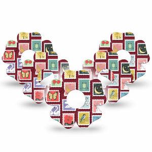 ExpressionMed Postage Stamp Freestyle Libre 3 and Libre 3 Plus Flower, 5-Pack Illistrated postage stamps Sensor Cover for Continuous Glucose Monitor