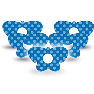 ExpressionMed Blue Polka Dots Freestyle Libre 3 and Libre 3 Plus Butterfly Shape Tape, Single Tape Blue Dots Classic, Overlay Patch CGM Design