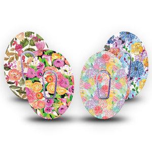 ExpressionMed Bloom Pop Dexcom G6, tape and sticker  Vibrant flowers Waterproof Plaster for Continuous Glucose Monitor