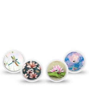 ExpressionMed Pondside Variety Pack Freestyle Libre and Libre 2 Plus Sticker, Abbott Lingo, 4-Pack Sticker Variety Relaxing Pond Mix, Vinyl Graphics Continuous Glucose Monitor Design