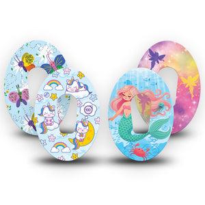 ExpressionMed Mythical Magic Variety Pack Dexcom G6 Tape, 4-Pack Tape Variety Adorable Animals And Characters, Plaster Continuous Glucose Monitor Design