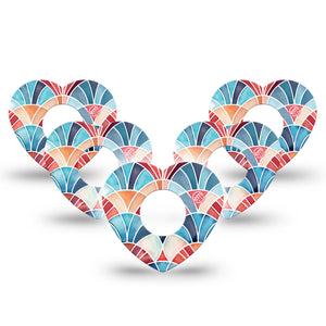ExpressionMed Watercolor Fan Infusion Heart, 10-Pack Watercolor fan motif Adhesive Tape For Pump
