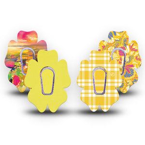 ExpressionMed Sunlit Yellow Dexcom G6 Flower, tape and sticker  yellow botanical pattern Decorative Patch for CGM