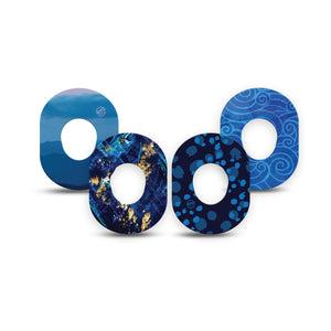 ExpressionMed Deep Currents Variety Pack Dexcom G7 Mini Tape, Dexcom Stelo Glucose Biosensor System, 4-Pack Tape Variety, Unique Blue Mix, Patch Continuous Glucose Monitor Design