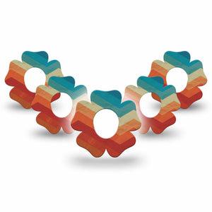 ExpressionMed Retro Winter Coat Dexcom G7 Flower Shape Tape, Dexcom Stelo Glucose Biosensor System, 5-Pack Tape Rainbow Vintage Inspired, Plaster CGM Design