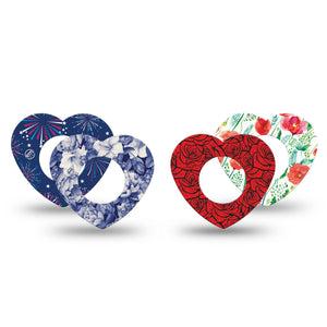 ExpressionMed Heritage Floral Freestyle Libre, Libre 2 Plus, and Abbott Lingo Heart, 4-Pack Tape traditional floral design Waterproof Adhesive Tape for Continuous Glucose Monitor