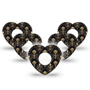 ExpressionMed Midnight Deco Infusion Heart, 10-Pack Sleek gold print Adhesive Tape For Pump