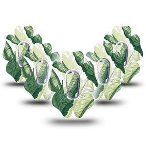 ExpressionMed Palm Leaf Dexcom G6 Flower, 5-Pack Tape and 5-Pack Sticker Shady and sunny leaves Fixing Ring Patch for Continuous Glucose Monitor