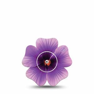 ExpressionMed Hibiscus Freestyle Libre 2 Flower Shape Tape, Abbott Lingo, Single Tape and Single Sticker Lilac Purple Floral, Plaster CGM Design