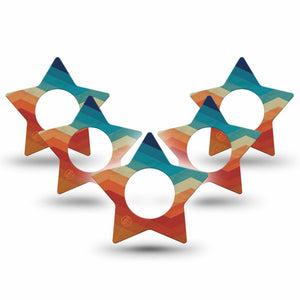 ExpressionMed Retro Winter Coat Freestyle Libre 2 and Libre 2 Plus Star Shape Tape, Abbott Lingo, 5-Pack Tape Funky Vintage, Adhesive Tape CGM Design