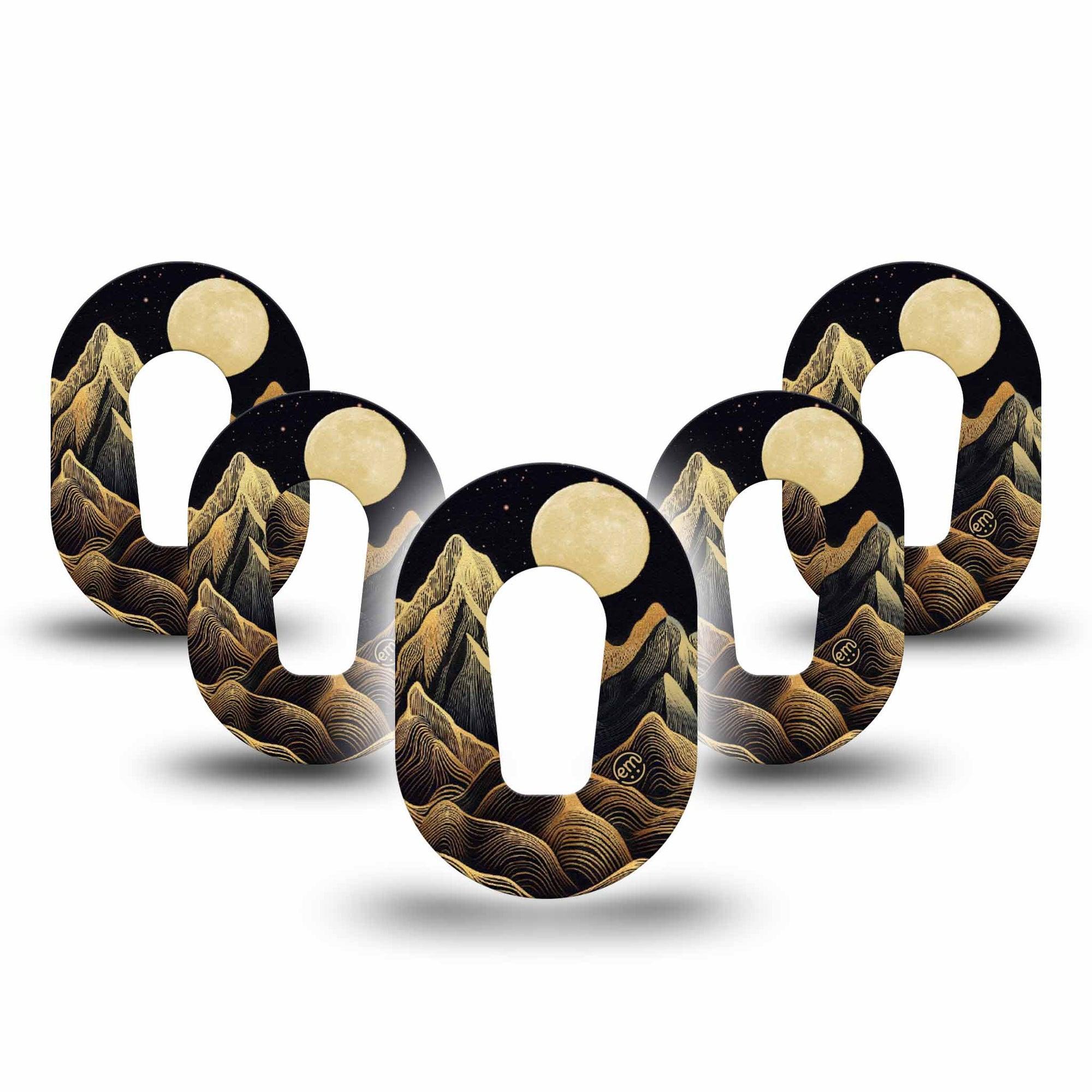 ExpressionMed Black Mountain Dexcom G6 Mini Tape, 5-Pack Tape Line Art Nature Scene, Adhesive Tape CGM Design