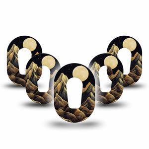 ExpressionMed Black Mountain Dexcom G6 Mini Tape, 5-Pack Tape Line Art Nature Scene, Adhesive Tape CGM Design