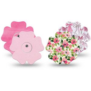 ExpressionMed Soft Pink Freestyle Libre 3 and Libre 3 Plus Flower, tape and sticker  Blush pink hot pink mix Accessories for CGM