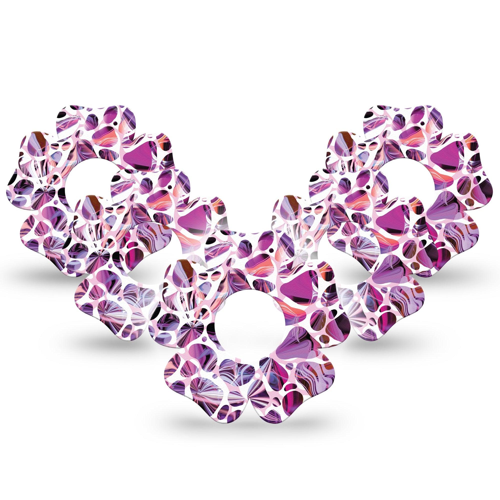 ExpressionMed Purple Pebbles Infusion Set Flower Shape Tape 10-Pack Tape Violet Rocks, Plaster Continuous Glucose Monitor Design