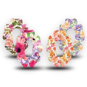ExpressionMed Blooming Radiance Variety Pack Dexcom G6 Flower Shape Tape, 4-Pack Tape Variety Summer Sunset Toned Florals, Orange Pink Flowers, Gossamer Flower Mix, Sunset Tone Florals, Summer Florals, Sheer Inspired Petals, Summer Sunset Toned Florals, Delicate Orange Pink Petals, Adhesive Patch Continuous Glucose Monitor Design