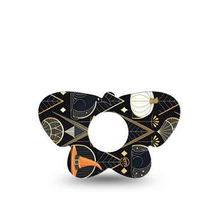 ExpressionMed Art Deco Halloween Infusion Set Butterfly Shape Tape, 5-Pack Tape Geometric Halloween Style, Plaster Continuous Glucose Monitor Design