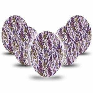 ExpressionMed Stitched Bloom Medtronic Guardian Enlite Universal Oval, 5-Pack Purple embroidery Fixing Ring Tape for Continuous Glucose Monitor