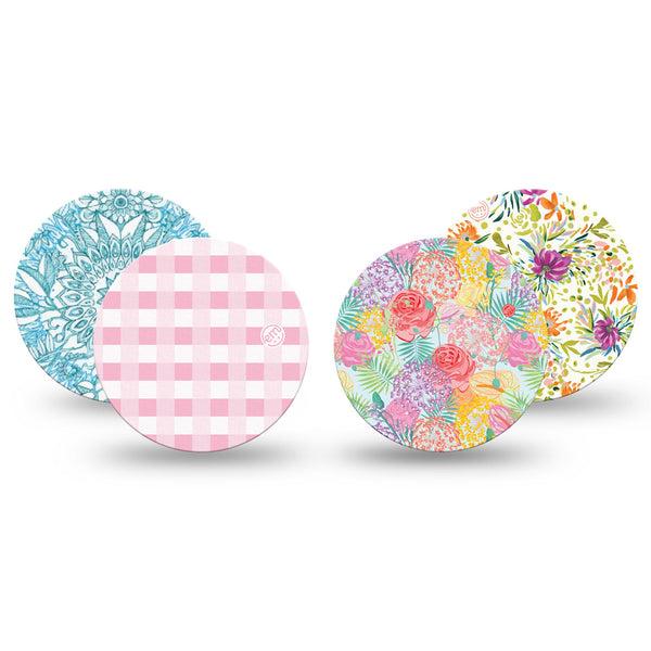 ExpressionMed Fresh Greenery Freestyle Libre 3 and Libre 3 Plus OverPatch, 4-Pack Tape Bright petals Plaster for CGM