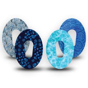 ExpressionMed Coastal Blues Dexcom G6, 4-Pack Tape style Decorative Adhesive Tape for CGM