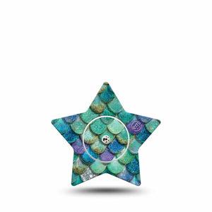 ExpressionMed Mermaid Scales Freestyle Libre, Libre 2 Plus, and Abbott Lingo Star, Single Tape and Single Sticker fantasy sea pattern Patch for CGM