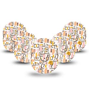 ExpressionMed Squiggles Dexcom G7 Tape, Dexcom Stelo Glucose Biosensor System, 5-Pack Tape and 5-Pack Sticker Bright Pink Yellow Pattern, Overlay Tape CGM Design