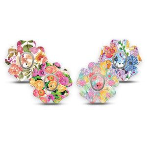 ExpressionMed Bloom Pop Dexcom G7 and Dexcom Stelo Glucose Biosensor System Flower, tape and sticker  Fun flowers Fixing Ring Patch for CGM