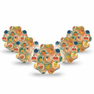ExpressionMed Fruit Stickers Freestyle Libre 3 and Libre 3 Plus Flower, 5-Pack Tape and 5-Pack Sticker Summer fruit print Waterproof Plaster for Continuous Glucose Monitor