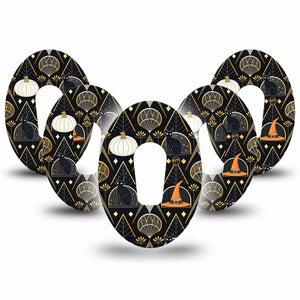 ExpressionMed Art Deco Halloween Dexcom G6 Tape, 5-Pack Tape Classic Halloween Motifs, Plaster Continuous Glucose Monitor Design