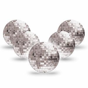 ExpressionMed Mirror Ball Freestyle Libre 3 and Libre 3 Plus OverPatch, 5-Pack Sparkling disco inspired Plaster for Continuous Glucose Monitor