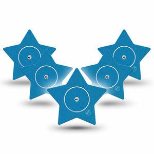 ExpressionMed Teal Freestyle Libre 2 and Libre 2 Plus Star Shape Tape, Abbott Lingo, 5-Pack Tape and 5-Pack Sticker Solid Color, Adhesive Tape CGM Design