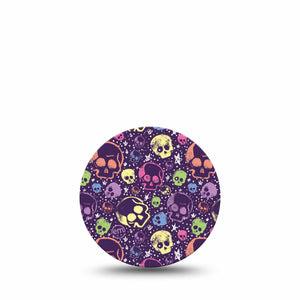 ExpressionMed Neon Skulls Freestyle Libre 3 and Libre 3 Plus Overpatch, Single Tape Fluorescent Colorful Skulls, Adhesive Patch CGM Design