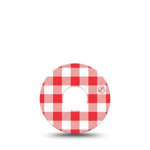 ExpressionMed Red Gingham Freestyle Libre 3 and Libre 3 Plus, Single Tape Classic picnic check Overlay Patch for Continuous Glucose Monitor
