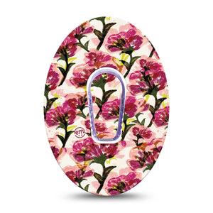 ExpressionMed Maroon Flowers Dexcom G6 Tape, Single Tape and Single Sticker Crimson Flowers, Plaster Continuous Glucose Monitor Design