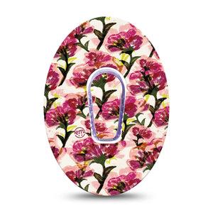 ExpressionMed Maroon Flowers Dexcom G6 Sticker and Tape  Feathery Petals, Vinyl Sticker and Tape Design CGM Design