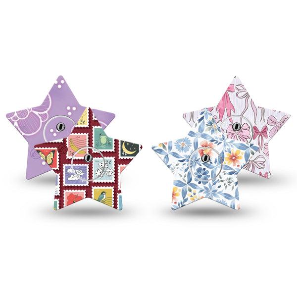 ExpressionMed Darling Details Freestyle Libre 3 and Libre 3 Plus Star, 4-Pack Tape and 4-Pack Sticker, Sweet motifs Overlay Tape for CGM