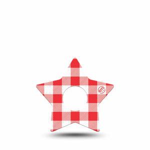 ExpressionMed Red Gingham Freestyle Libre 3 and Libre 3 Plus Star, Single Tape Red plaid Best Covers for CGM