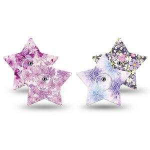 ExpressionMed Violet Garden Freestyle Libre 3 and Libre 3 Plus Star, tape and sticker  Purple spring blooms Overlay Tape for CGM
