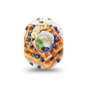 ExpressionMed Breakfast Dexcom G7 and Dexcom Stelo Glucose Biosensor System Mini, Single Tape and Single Sticker Fancy breakfast print Waterproof Sensor Cover for CGM