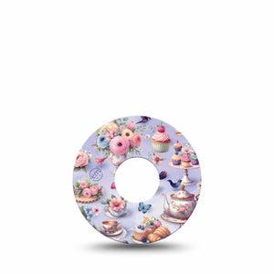 ExpressionMed Floral Tea Party Freestyle Libre 3 and Libre 3 Plus Tape Single Tape Tea Party Table Inspired, Adhesive Tape Continuous Glucose Monitor Design