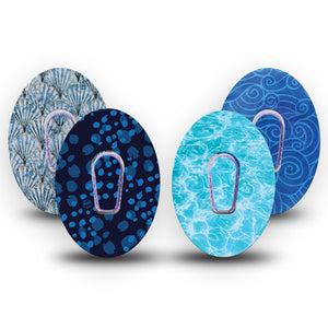 ExpressionMed Coastal Blues Dexcom G6, tape and sticker  cool blue coastal Waterproof Plaster for Continuous Glucose Monitor