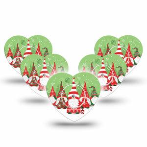 ExpressionMed Holiday Gnomies Freestyle Libre 2 Heart Shape Tape, Abbott Lingo,  5-Pack Tape and 5-Pack Sticker Xmas Celebration Gnomies, Adhesive Patch CGM Design