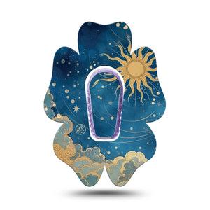 ExpressionMed Mystic Skies Dexcom G6 Flower, Single Tape and Single Sticker Whimsical sun and stars Adhesive Tape for CGM