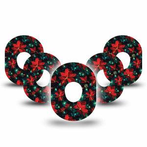 ExpressionMed Christmas Floral Dexcom G7 Tape, Dexcom Stelo Glucose Biosensor System, 5-Pack Tape Holiday Florals, Overlay Tape CGM Design