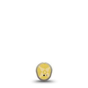 ExpressionMed Yellow Sundress Dexcom G7 Sticker, Dexcom Stelo Glucose Biosensor System, Single Sticker Only Beaming Gold Shapes, Vinyl Decoration Continuous Glucose Monitor Design