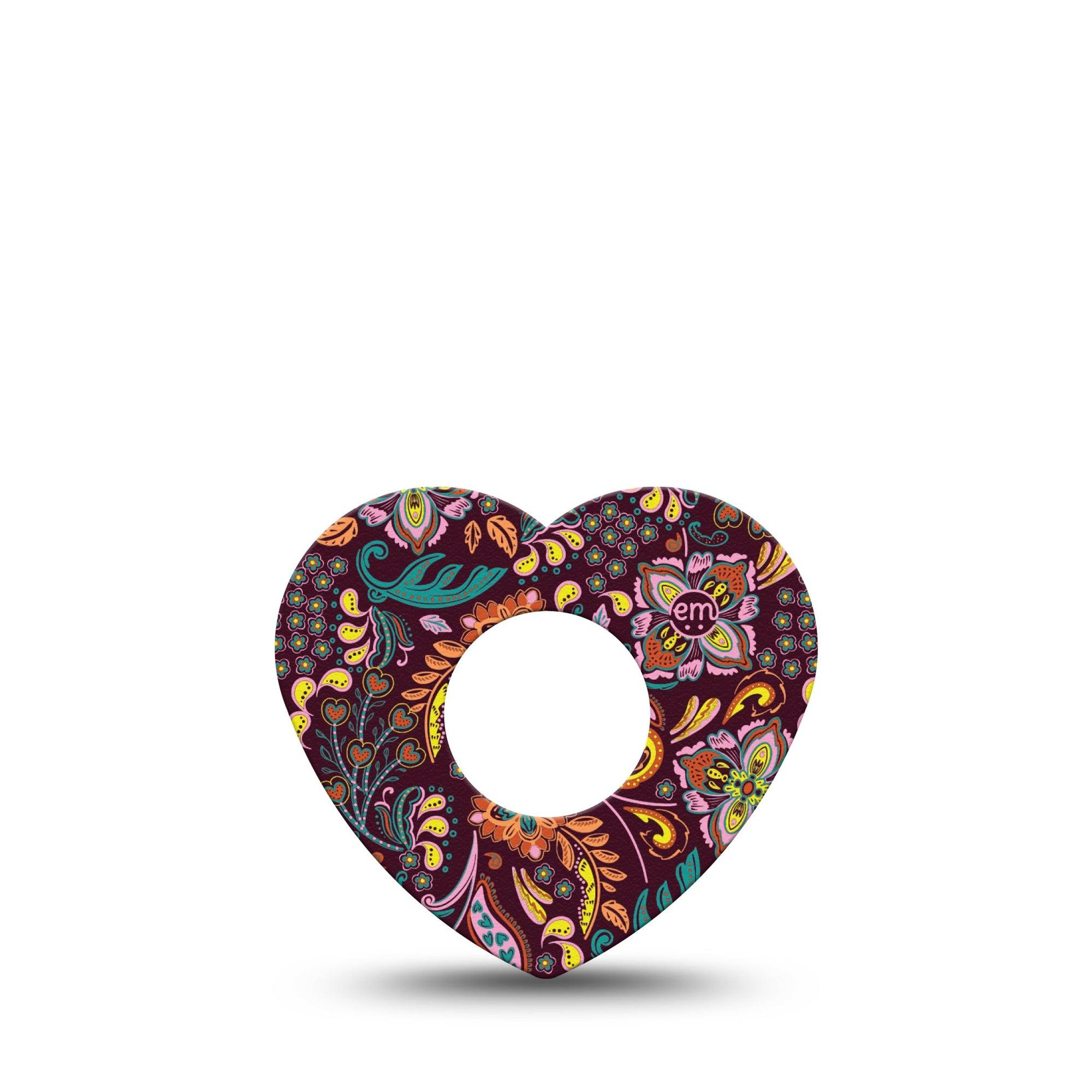 ExpressionMed Ornate Floral Infusion Set Heart Shape Tape 5-Pack Tape Brown Floral Pattern, Adhesive Tape Continuous Glucose Monitor Design