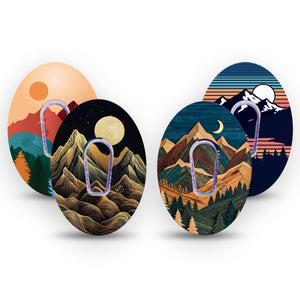 ExpressionMed Mountain Escapade Dexcom G6, tape and sticker  wilderness forest and peaks design Waterproof Plaster for Continuous Glucose Monitor