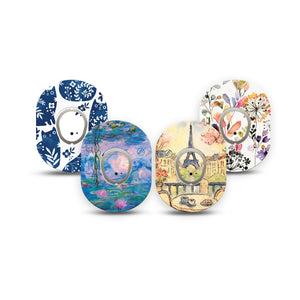 ExpressionMed WAtercolor Muse Dexcom G7 and Dexcom Stelo Glucose Biosensor System Mini, tape and sticker  Spring inspired prints Adhesive Tape for CGM