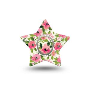 ExpressionMed Painter’s Cosmos Dexcom G7 and Dexcom Stelo Glucose Biosensor System Star, Single Tape and Single Sticker Rosy pink blooms Adhesive Patch for CGM