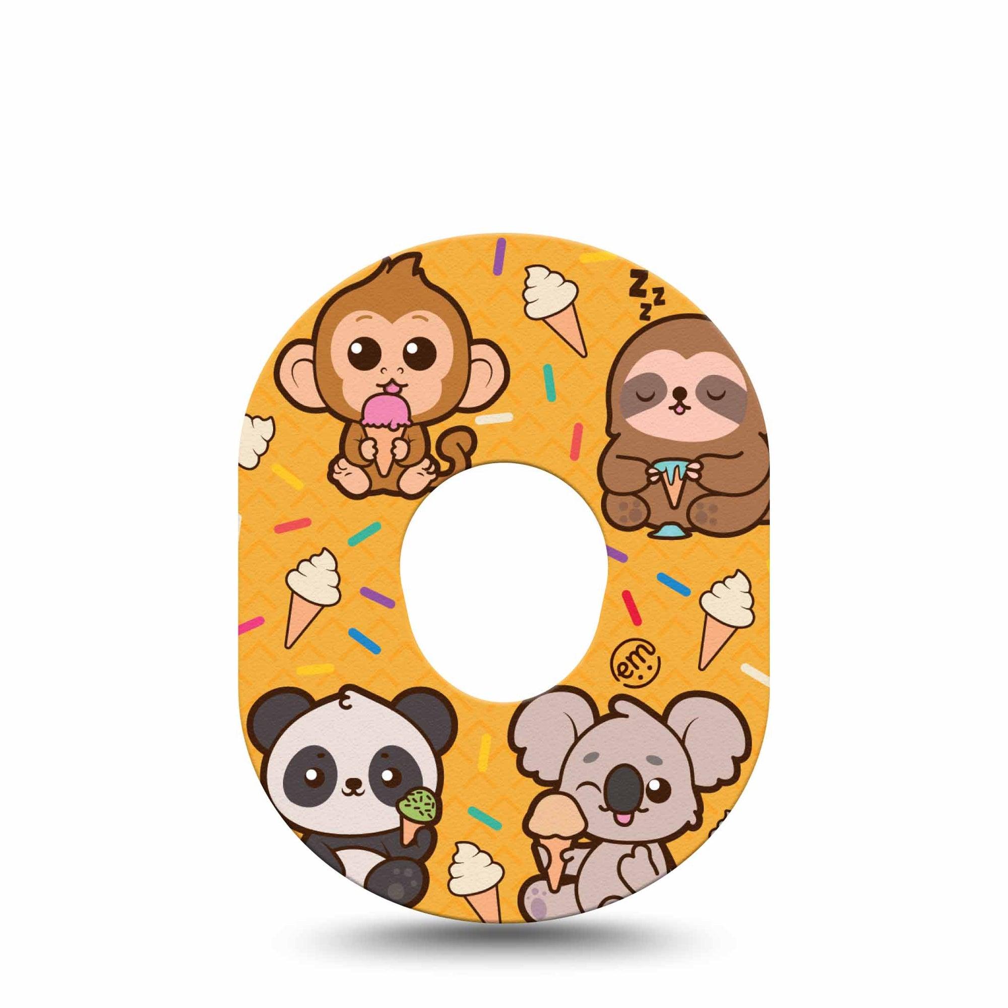 ExpressionMed Ice Cream Buddies Dexcom G7 Tape, Dexcom Stelo Glucose Biosensor System, Single Tape Foodie Animals, Overlay Tape CGM Design